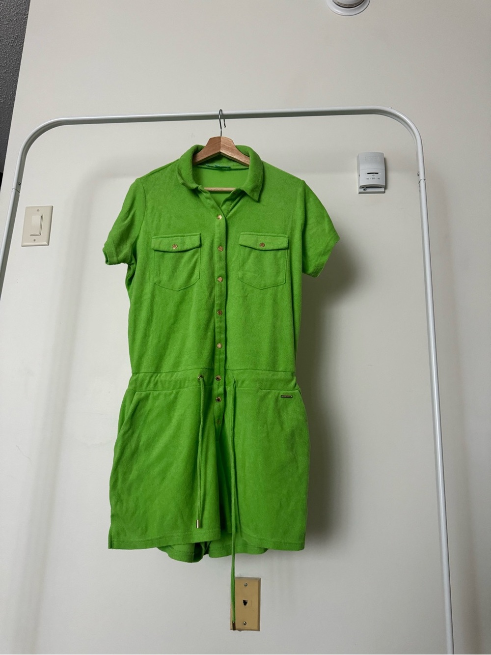 Melissa Odabash Terry Cloth Romper Lime Green Resort Playsuit Cover Up Size L